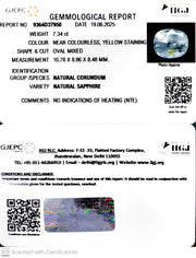 7.34/CT Natural Yellow Sapphire With Govt Lab Certificate (34410)